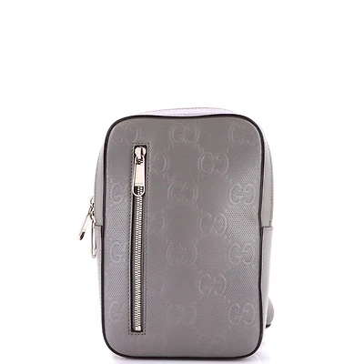 Pre-Owned Gucci Sling Backpack Gg Embossed Perforated Leather