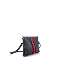 Pre-Owned Gucci Medium Web Zip Flat Messenger Gg Coated Canvas