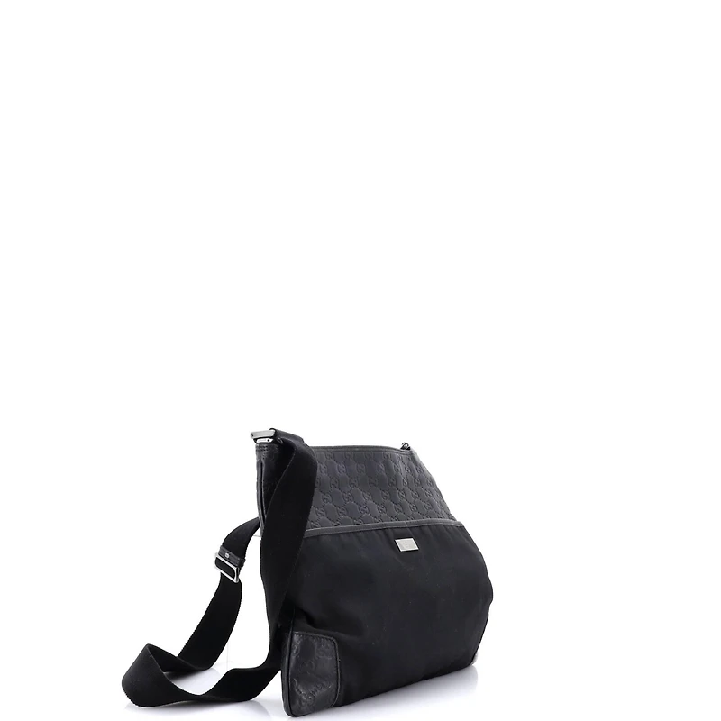 Pre-Owned Gucci Large Zip Top Messenger Bag Guccissima Leather