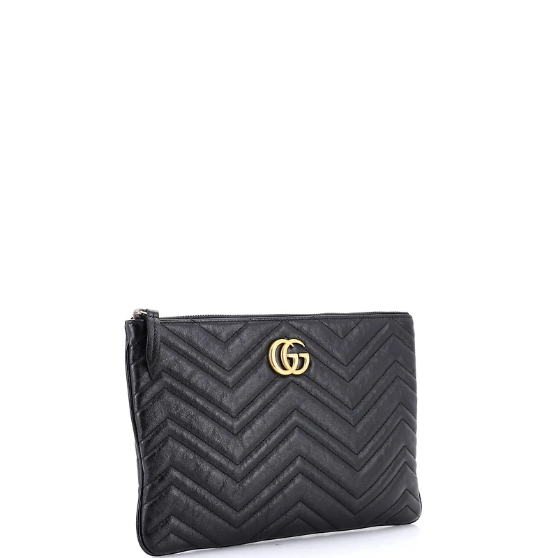Pre-Owned Gucci Gg Marmont Clutch Matelasse Leather