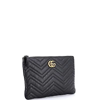 Pre-Owned Gucci Gg Marmont Clutch Matelasse Leather