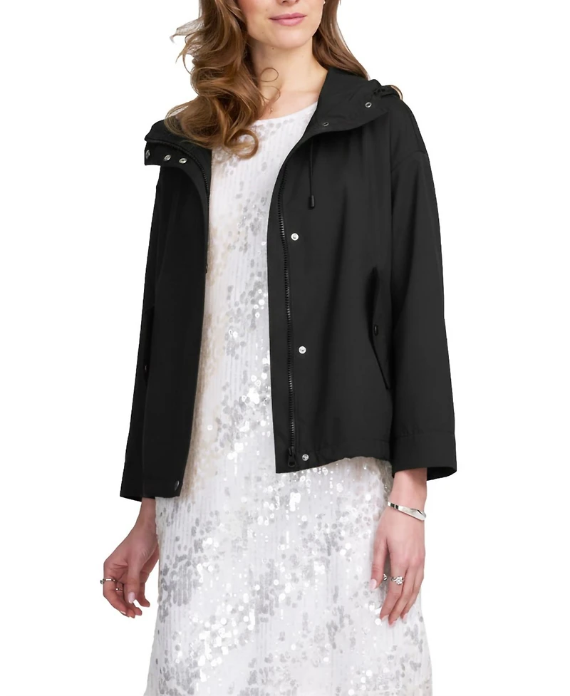 Elle Collection Women's Hooded Cropped Parka Jacket