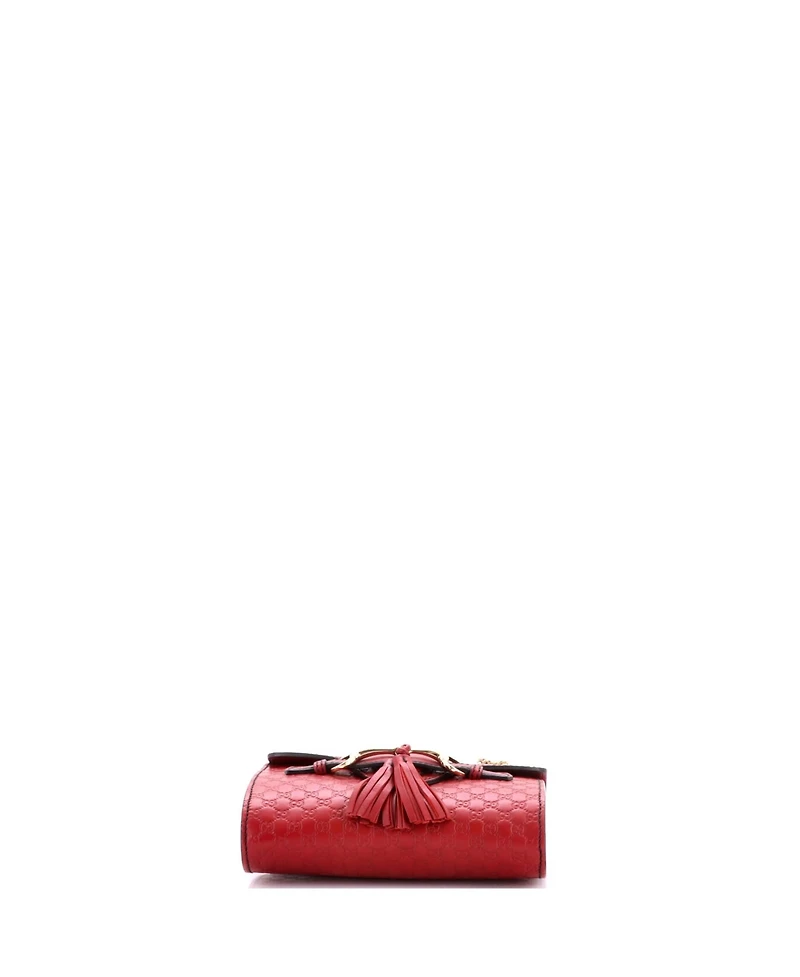 Pre-Owned Gucci Mini Emily Chain Flap Bag Microguccissima Leather