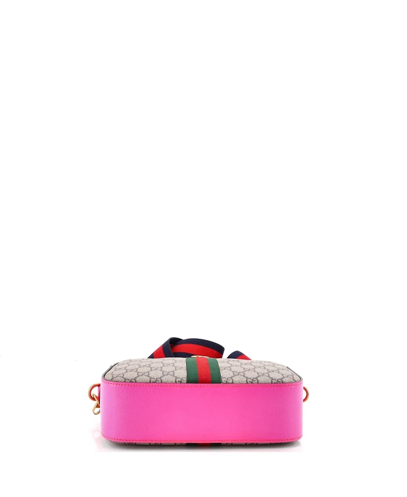 Pre-Owned Gucci Small Ophidia Convertible Camera Bag Gg Coated Canvas with Leather