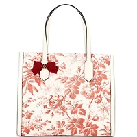 Pre-Owned Gucci Medium Gg Ribbon Tote Coated Printed Canvas