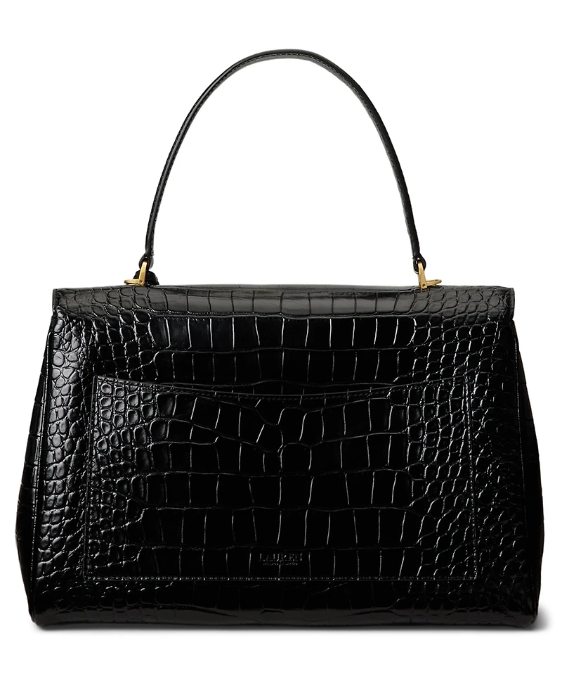 Lauren Ralph Farrah Soft Embossed Medium Leather Satchel Handbag