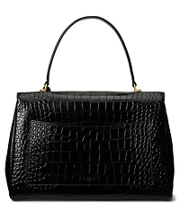 Lauren Ralph Farrah Soft Embossed Medium Leather Satchel Handbag