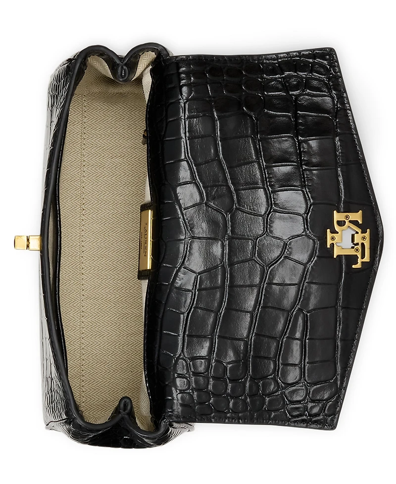 Lauren Ralph Farrah Embossed Small Soft Satchel Handbag