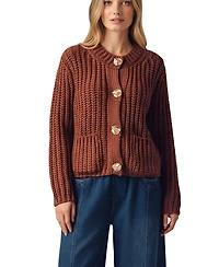 Modenaire Women's Chunky Ribbed Cardigan with Buttons