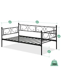 Homfan Metal Daybed Frame with Curved Flower Design, Slat Support, Underbed Storage, No Box Spring Needed