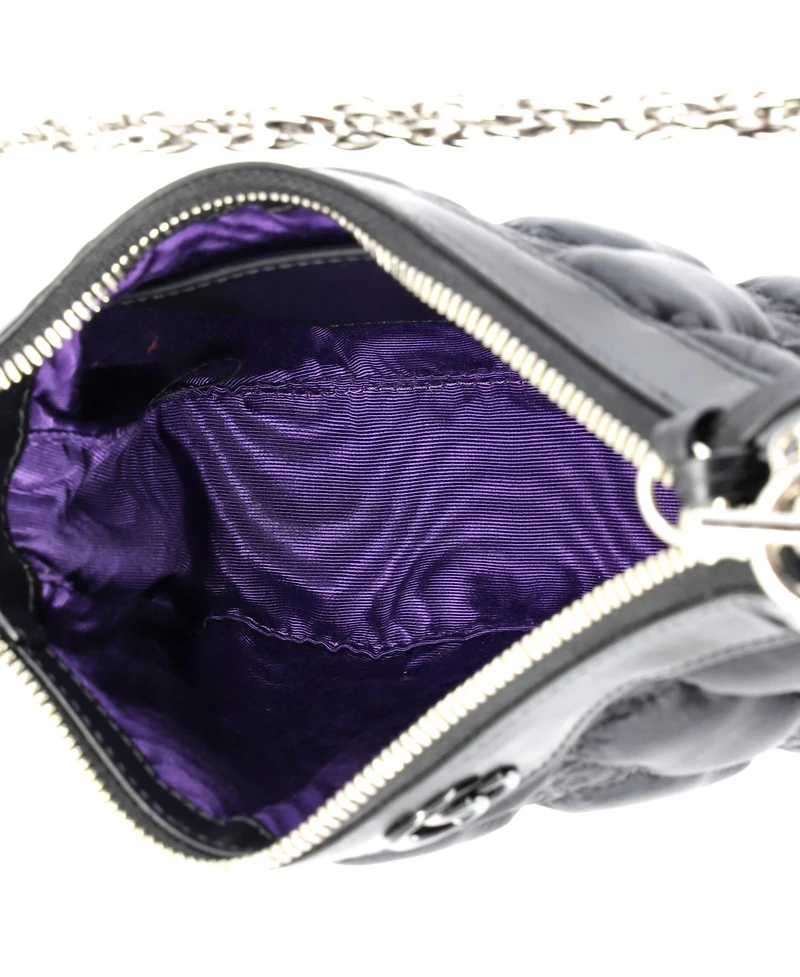 Pre-Owned Gucci Mini Zip Shoulder Bag Gg Embossed Matelasse Nylon with Leather