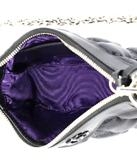 Pre-Owned Gucci Mini Zip Shoulder Bag Gg Embossed Matelasse Nylon with Leather