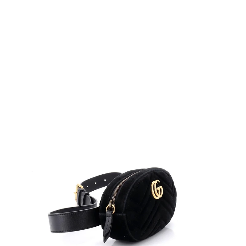 Pre-Owned Gucci Gg Marmont Belt Bag Matelasse Velvet
