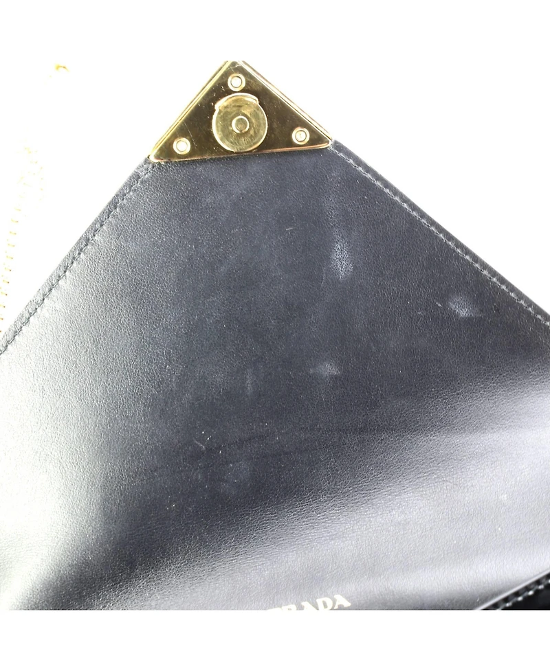 Pre-Owned Prada Mini Triangle Logo Envelope Chain Clutch Patent