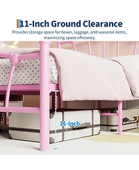 Homfan Heart-Shaped Metal Platform Bed Frame with Headboard and Footboard, Quiet Slat Support