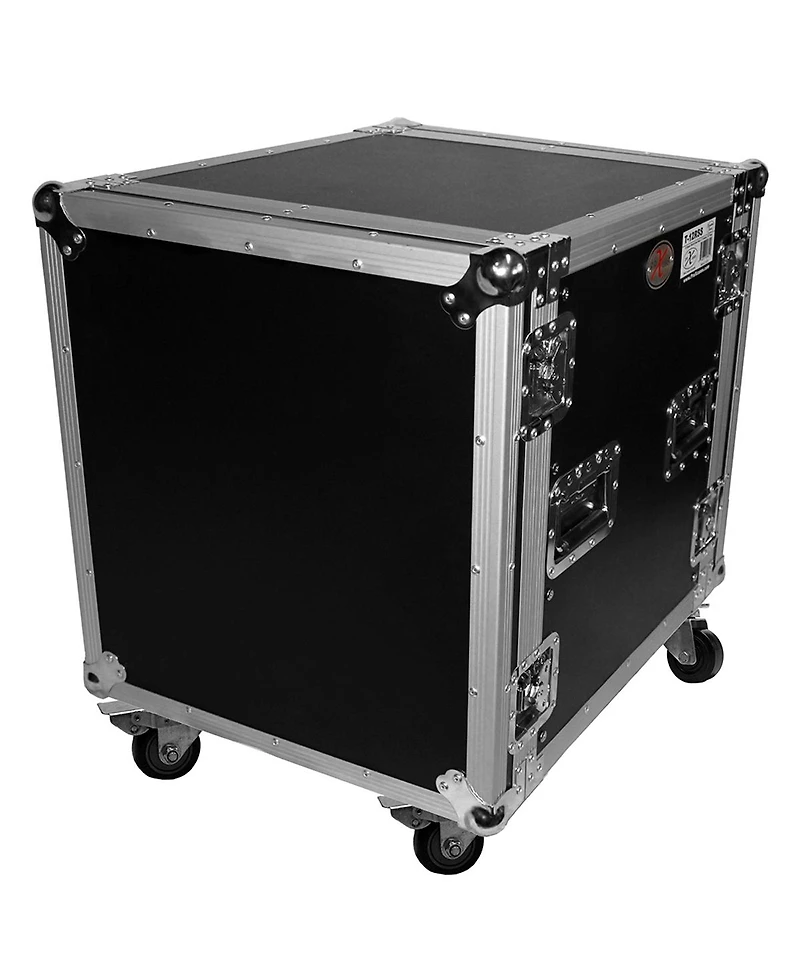 ProX T-12RSS 12U Ata Deluxe Flight Road Case with 4" Casters for Amplifier Rack Mount Module, 19" Rail Depth