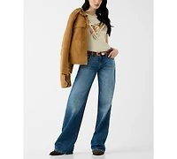 Guess Women's Crewneck Palm Triangle Logo T-Shirt