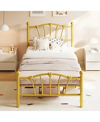 Homfan Heart-Shaped Metal Platform Bed Frame with Headboard and Footboard, Quiet Slat Support