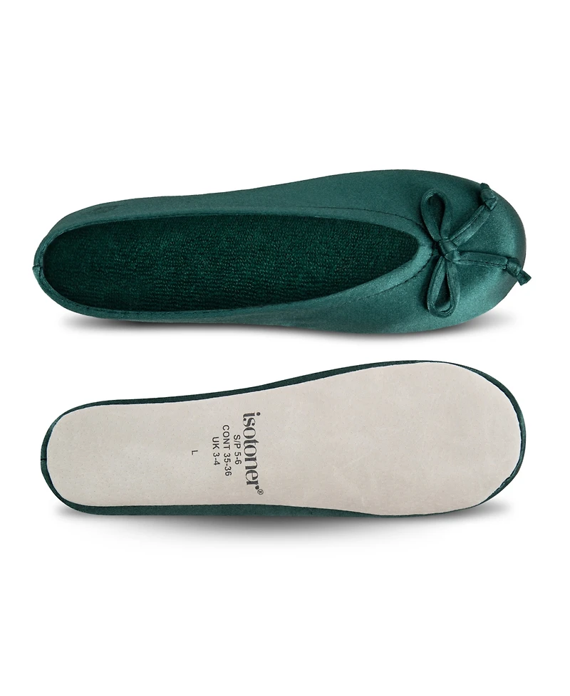 Isotoner Signature Women's Satin Ballerina Slippers with Bow