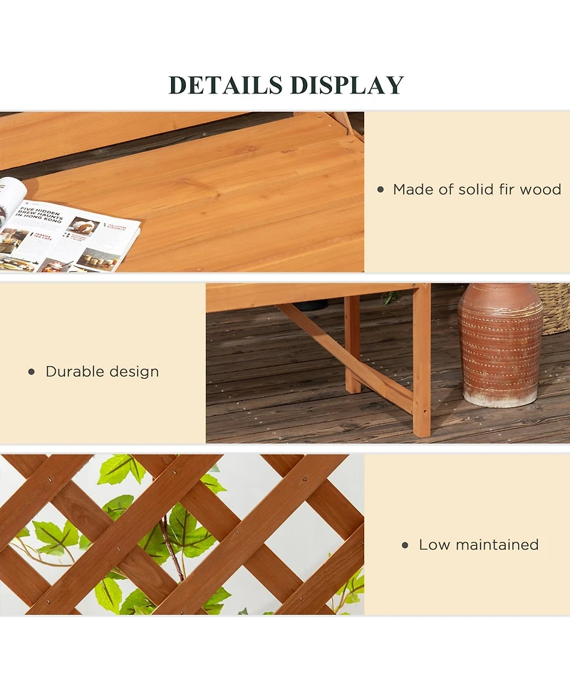 Outsunny Patio Garden Bench for 2 Person for Vines/Climbing Plant, Brown