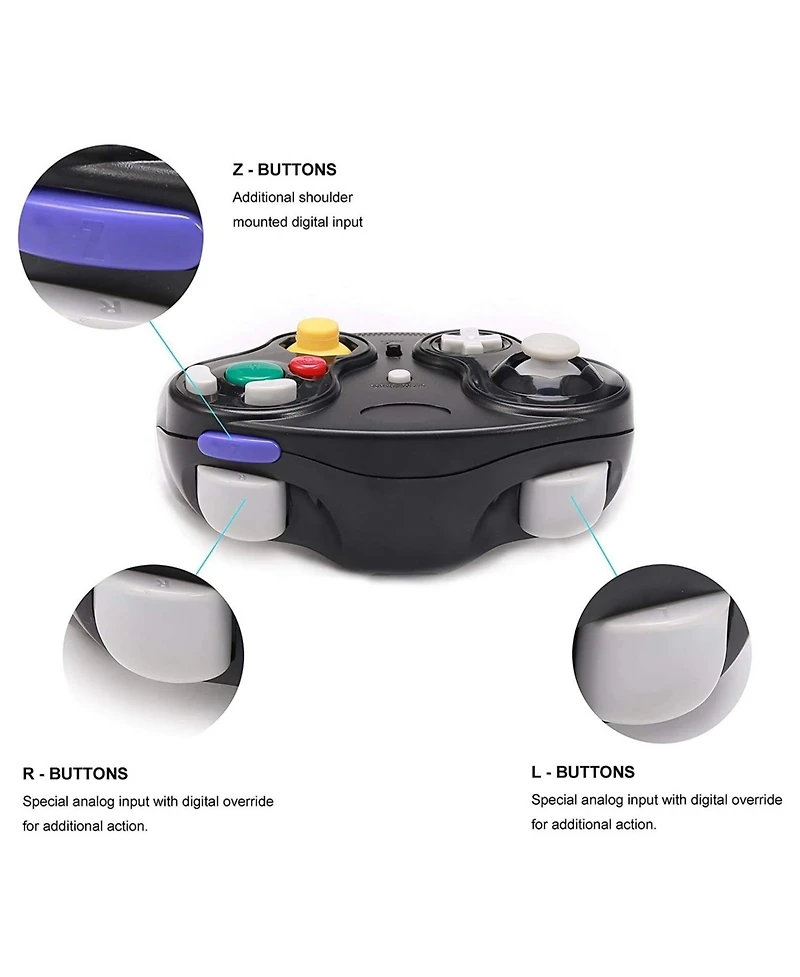 ECHTPeak Wireless Game Cube Controller, 2.4G Classic Gamepad with Receiver Adapter for Wii Ngc Gc