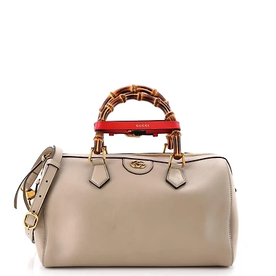 Pre-Owned Gucci Diana Nm Bamboo Handle Boston Bag Leather