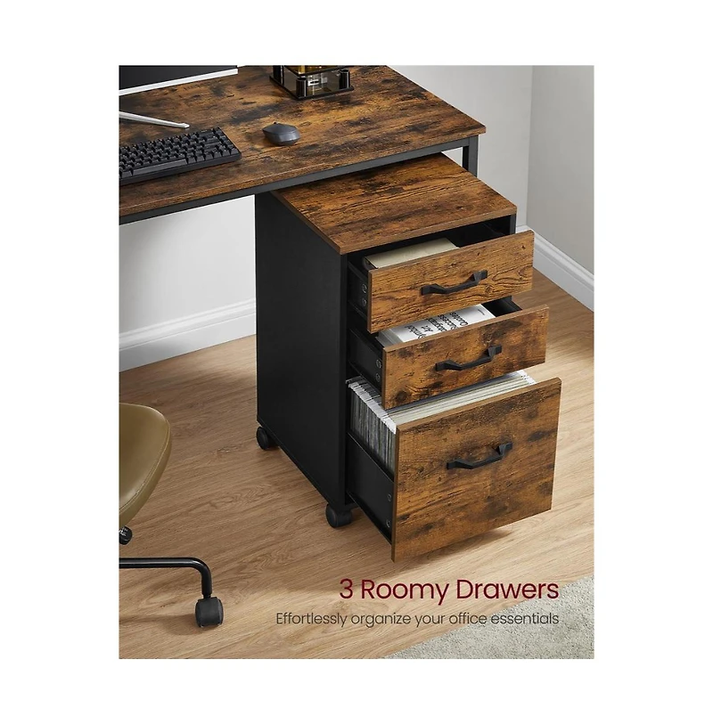 Slickblue Rolling 3 Drawer File Cabinet with Wheels for Office Organization