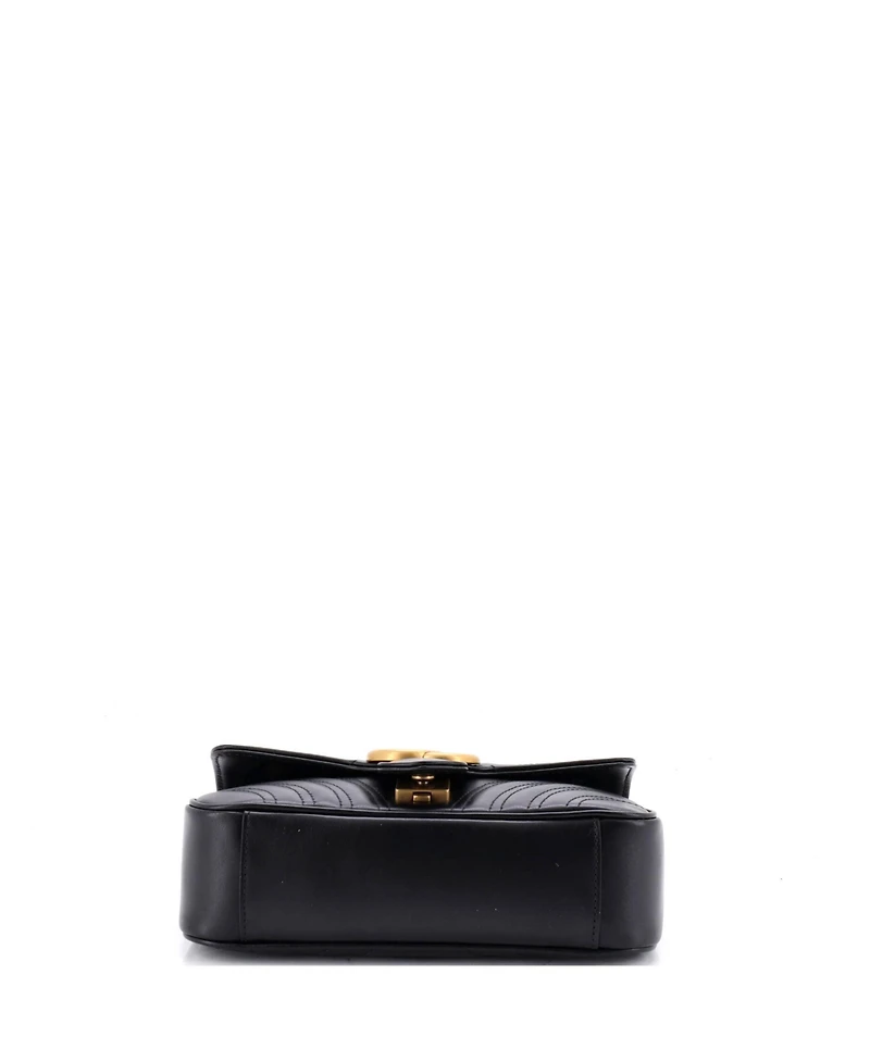 Pre-Owned Gucci Mini Gg Marmont Flap Bag Matelasse Leather