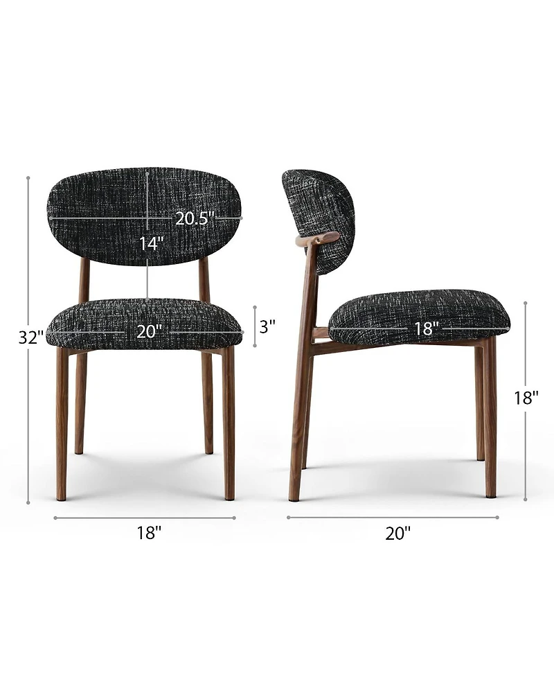 Modern Chenille Upholstered Dining Side Chairs Set of 4, Armless