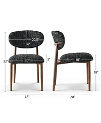 Modern Chenille Upholstered Dining Side Chairs Set of 4, Armless
