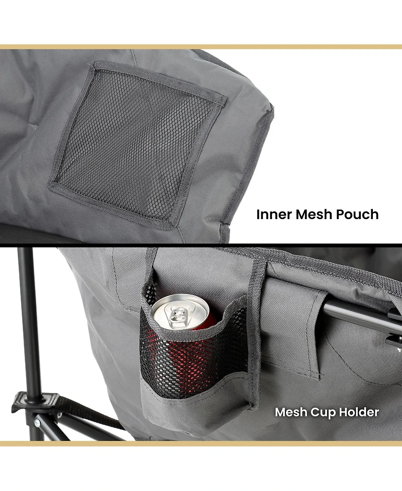 Arrowhead Outdoor 2-Pack Oversized Heavy-Duty Club Folding Padded Moon Camping Chair with Cup Holder and Carrying Bag, Supports 330 lbs