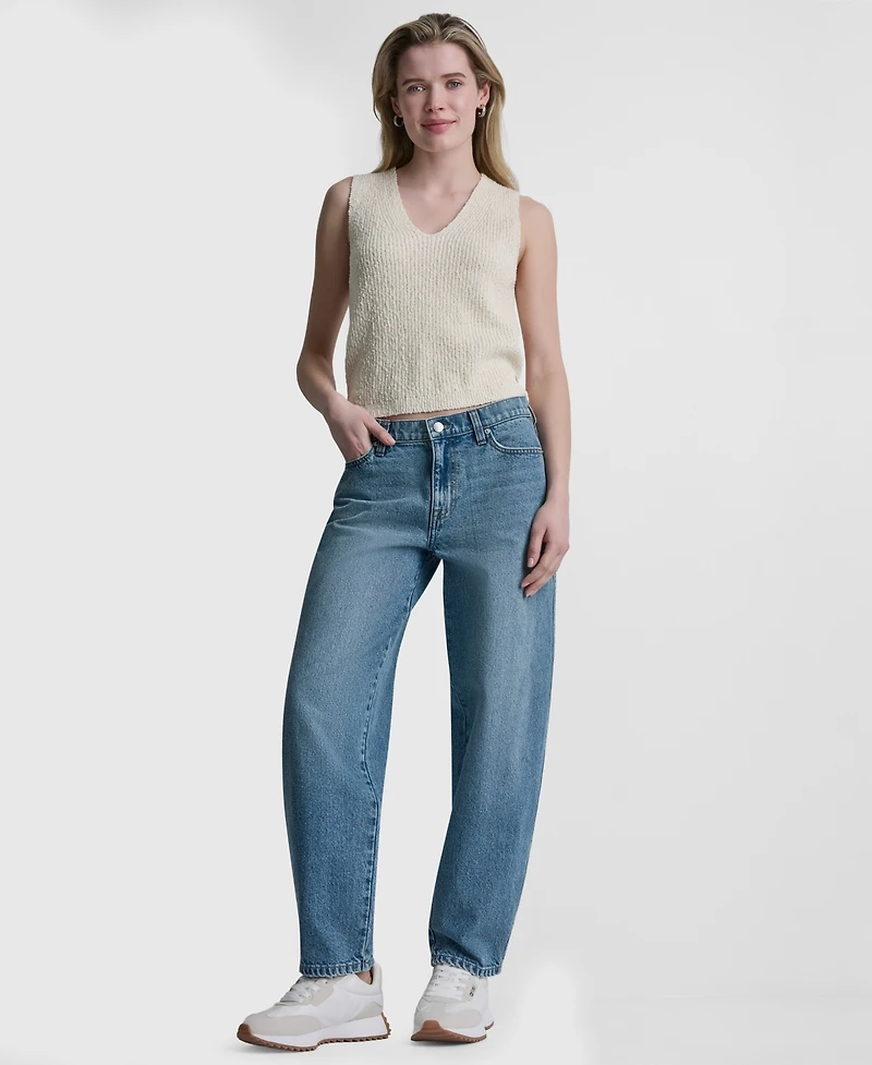 Dkny Jeans Women's Mid-Rise Barrel-Leg Cotton