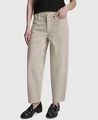 Dkny Jeans Women's Mid-Rise Striped Baby Barrel-Leg