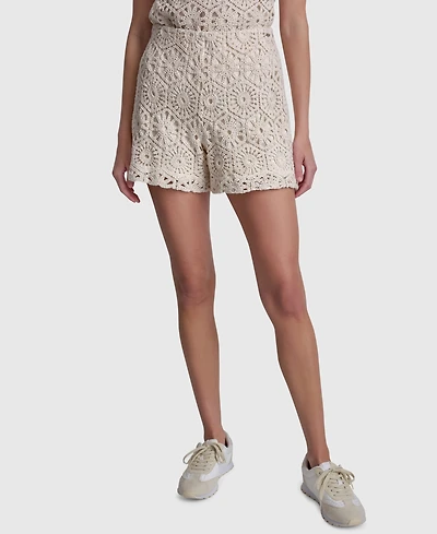 Dkny Jeans Women's High-Rise Crochet Shorts