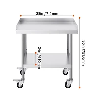 Sugift Stainless Steel Work Table 24x28x30 in Commercial Prep Table 3-Sided Backsplash