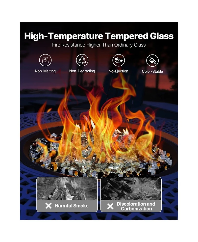 Sugift Fire Pit Glass 10 lbs Copper Clear Mix 1/2 in Reflective Fireplace Rocks