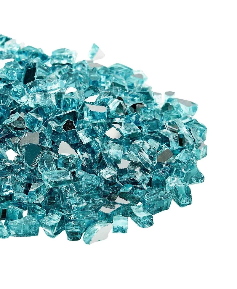 Sugift Fire Pit Glass 10 lbs Aqua 1/2 in Reflective Tempered Fireplace Rocks