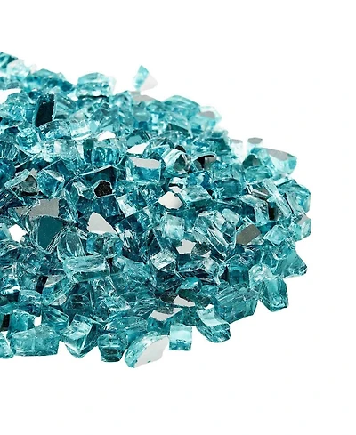 Sugift Fire Pit Glass 10 lbs Aqua 1/2 in Reflective Tempered Fireplace Rocks