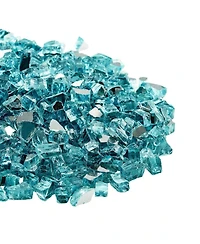 Sugift Fire Pit Glass 10 lbs Aqua 1/2 in Reflective Tempered Fireplace Rocks