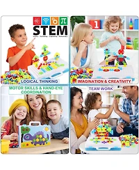 Gnuadz 244 Pieces Educational Building Blocks Electric Diy Construction Kit Ages 4-10