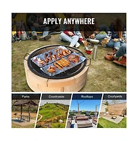Sugift 36 in Round Fire Pit Grill Grate X-Marks Heavy Duty Steel Camp Bbq Grate