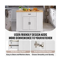 Sugift Kitchen Island Cart 46 in Wood Top Farmhouse Breakfast Bar Storage Cabinet