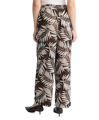 Jones New York Petite Palm Printed Wide-Leg Pull-On Pants