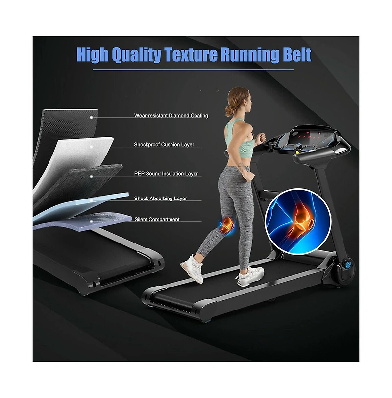Black Folding Treadmill with Built In Bluetooth Speaker