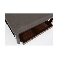 Jofran Twin Cities Contemporary Brown 38" Upholstered Ottoman Coffee Table
