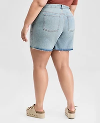 And Now This Plus Studded Raw-Hem Jean Shorts, Macy's Exclusive