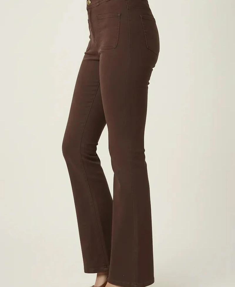 Modenaire Women's High-Waist Button-Front Flare Pants