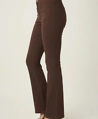 Modenaire Women's High-Waist Button-Front Flare Pants