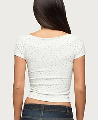 Edikted Women's Raglan Boat Neck Floral Top