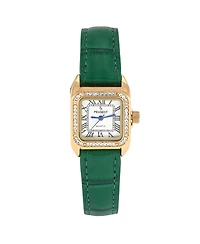 Peugeot Women's Tank Watch with Crystal Bezel Leather Strap